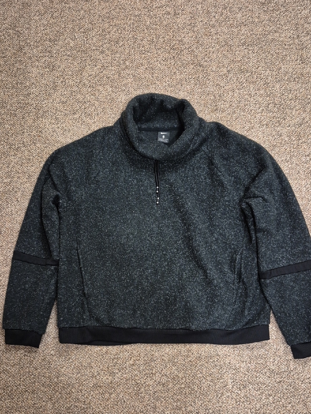 Womens Black Heather Thermal Fleece Training Cowl Neck Cozy Sweater Size 1X